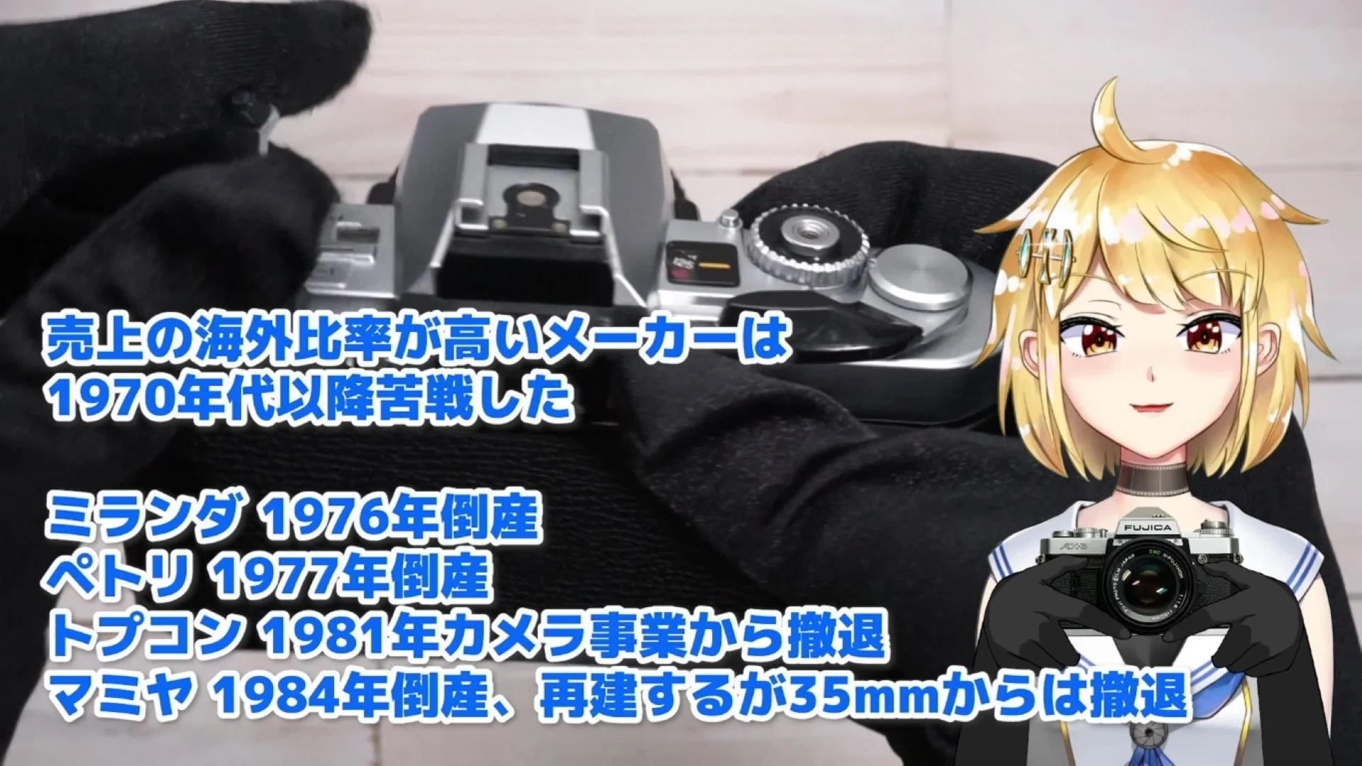 海外を主な市場としていた一眼レフメーカーはどこも1970年代の後半以降、カメラから撤退したり、会社自体が倒産