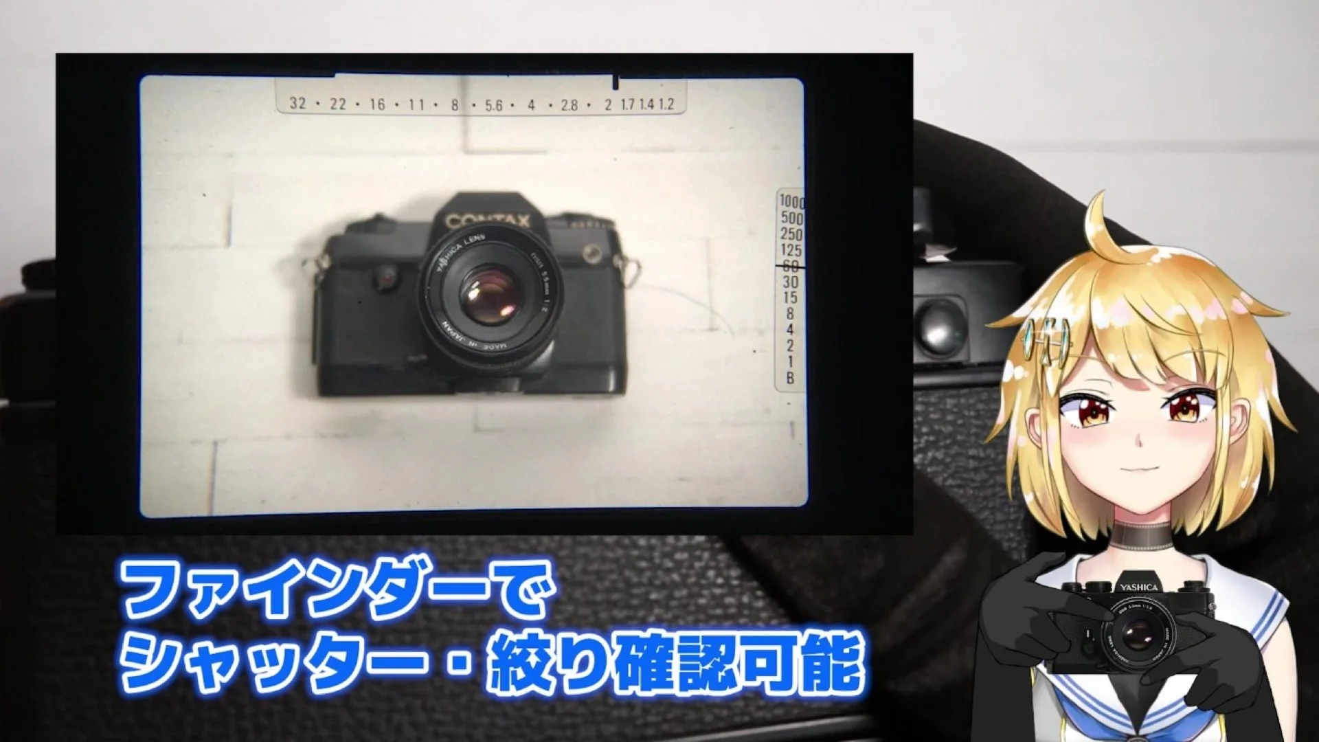 シャッター速度と絞りがファインダー内で確認可能