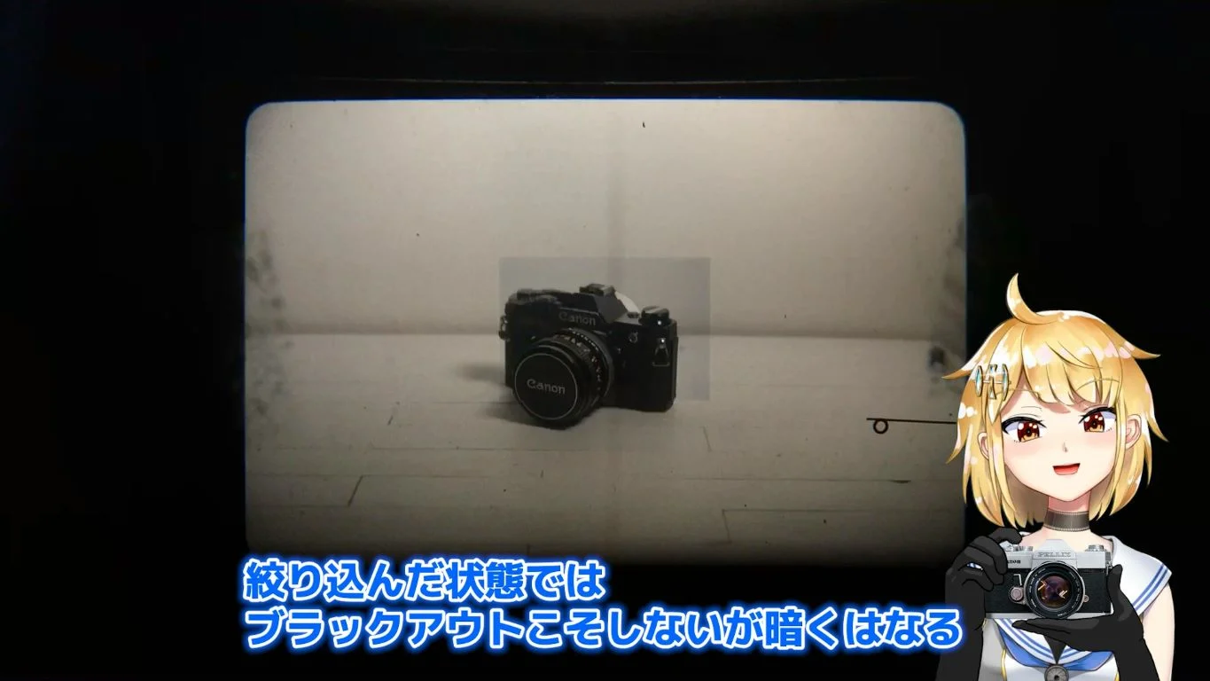 絞り込んでいるときはシャッターを切ると暗くはなる