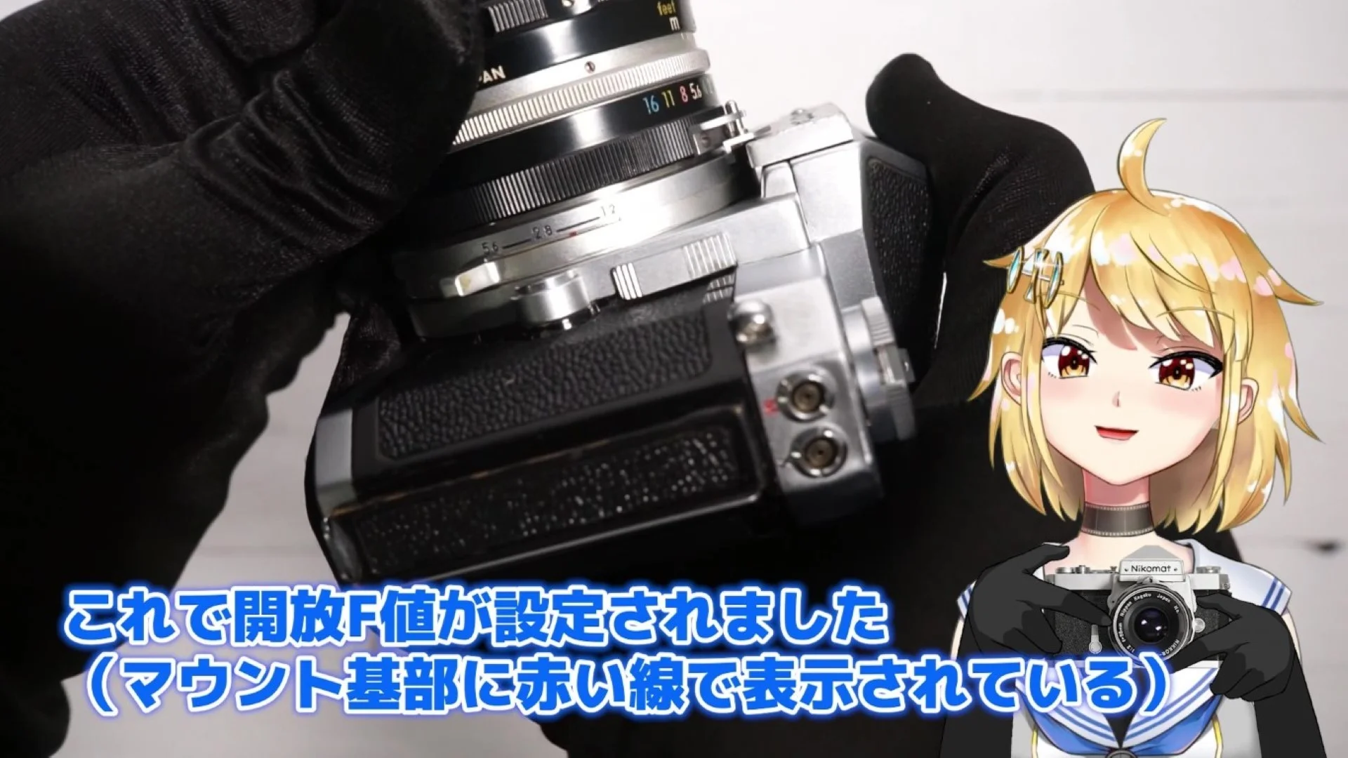 赤い線で開放F値が表示されている