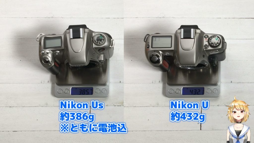 Nikon UsとNikon Uの重量比較